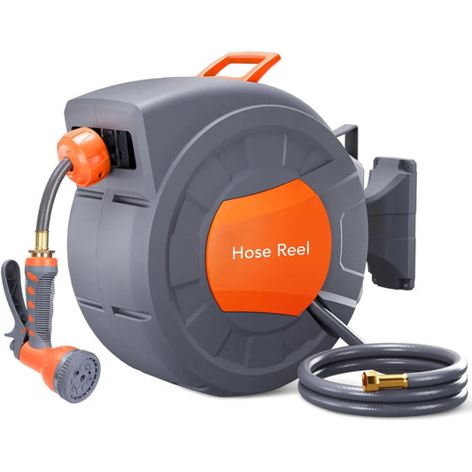 TWISTER.CK Retractable Garden Hose Reel With 9-Function Sprayer Nozzle