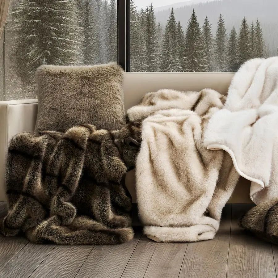 Lux Faux Fur Throw Blanket Soft Plush Mink For Sofa