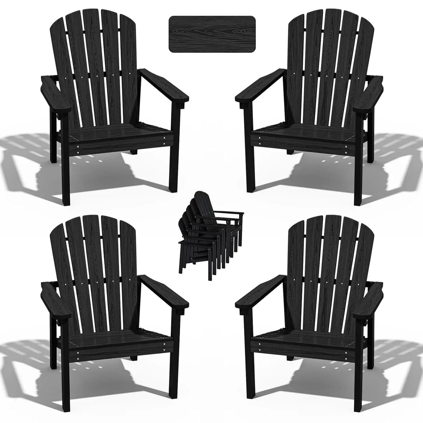 Outdoor Patio Stackable HDPE Adirondack Chairs Set of 4