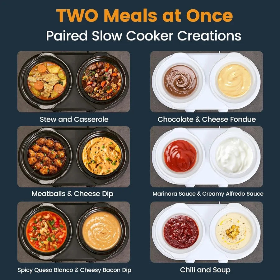 Abay Double Slow Cooker Buffet Server With Two Mini Pots