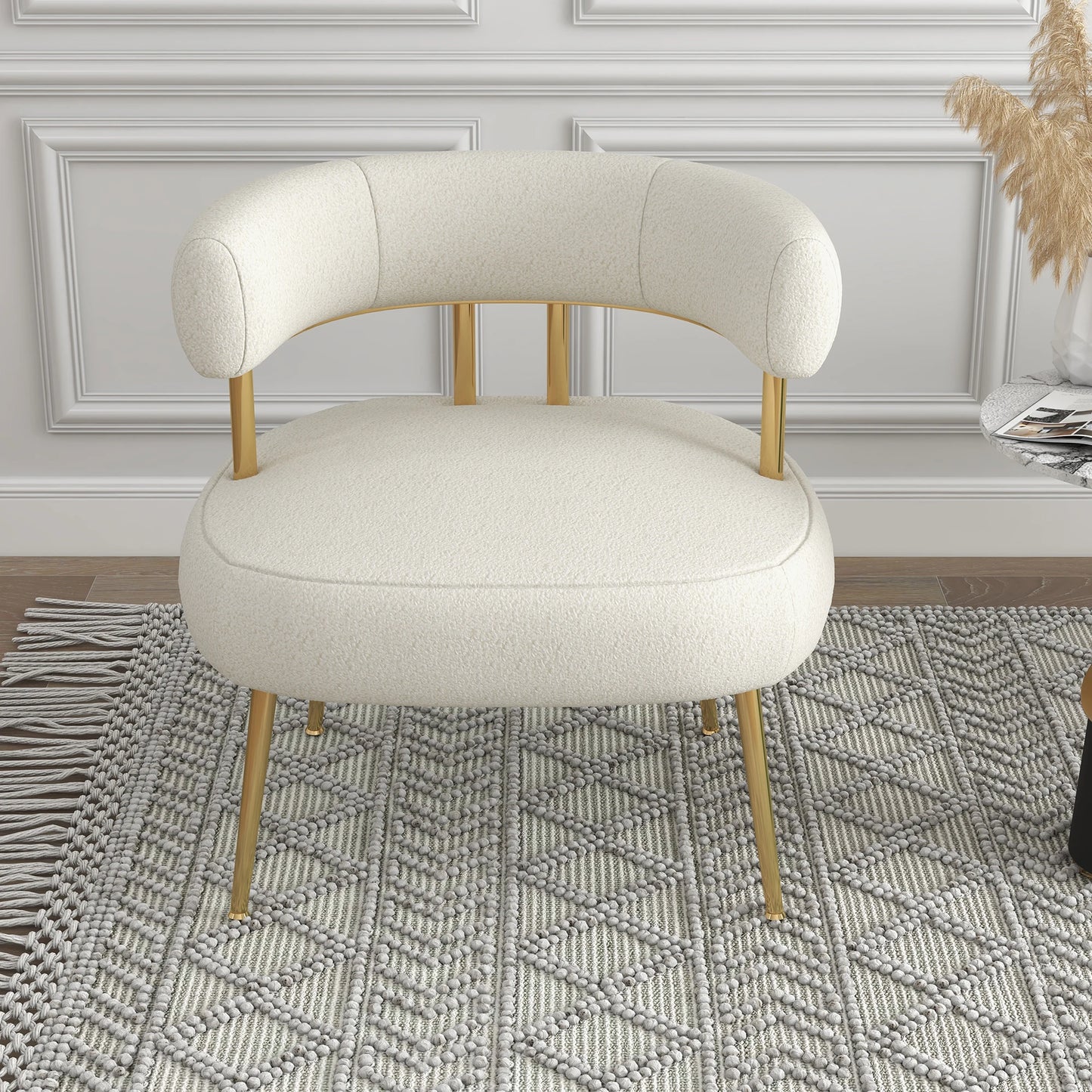 Elegant Mid Century Velvet Accent Chair With Golden Legs