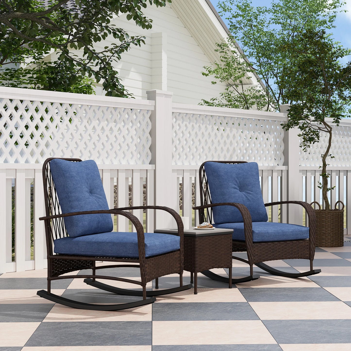 Patio Furniture Set With Rocking Chairs And Coffee Table
