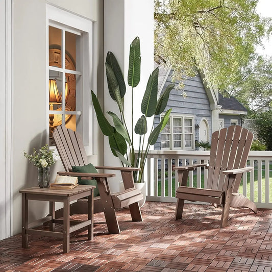 Poly Lumber Adirondack Chair Set With Cup Holder Weather Resistant