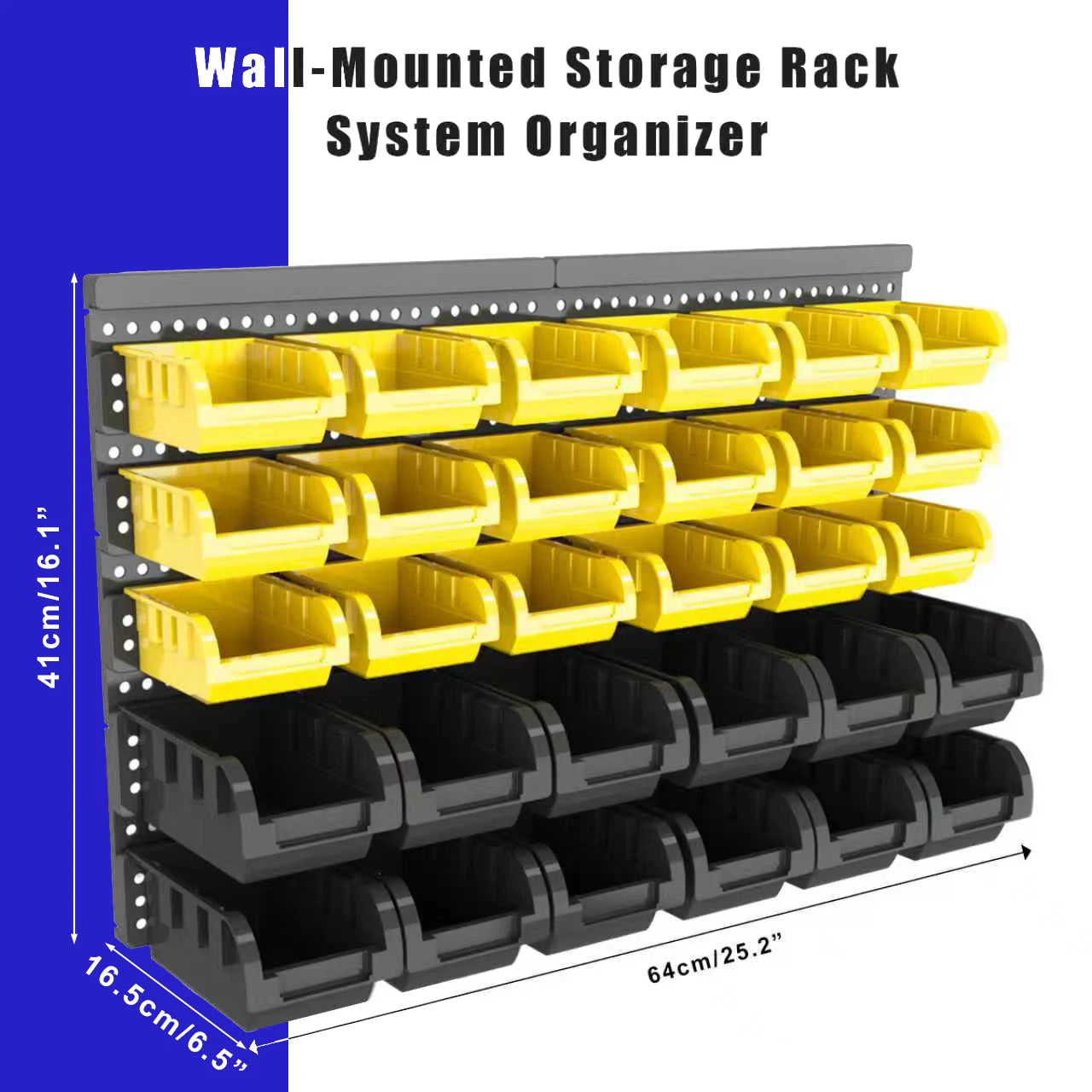 Wall Mounted Storage Bins Set Plastic Garage Tool Organizer
