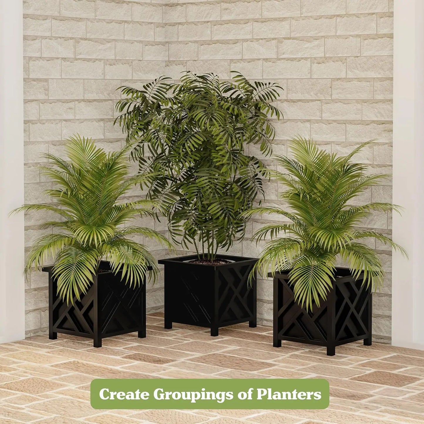 Lattice Design Outdoor Planter Box For Front Porch Patio Garden