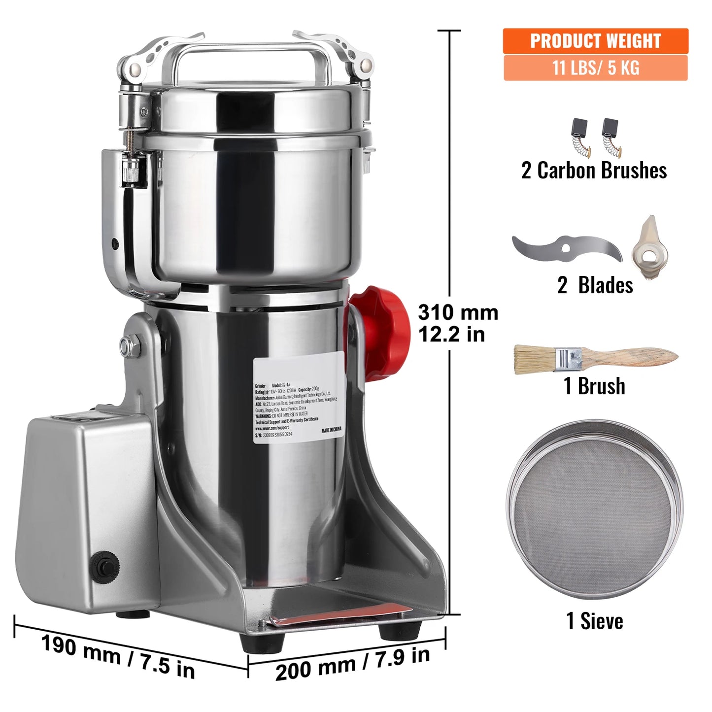 SucceBuy Electric Grain Mill Grinder 150 to 2500g for Spices
