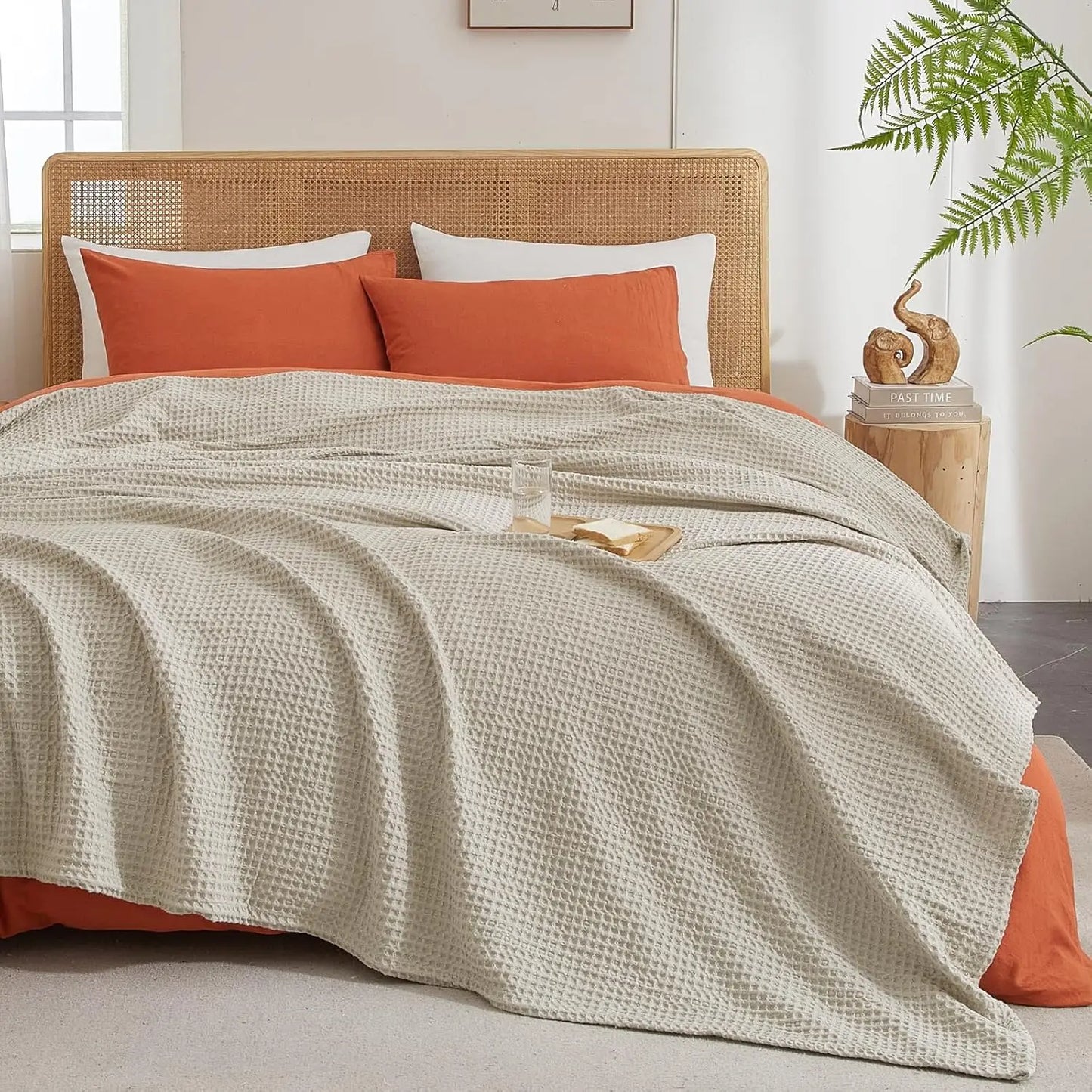 Ultra Soft Waffle Weave Blanket Lightweight Breathable Home Decor