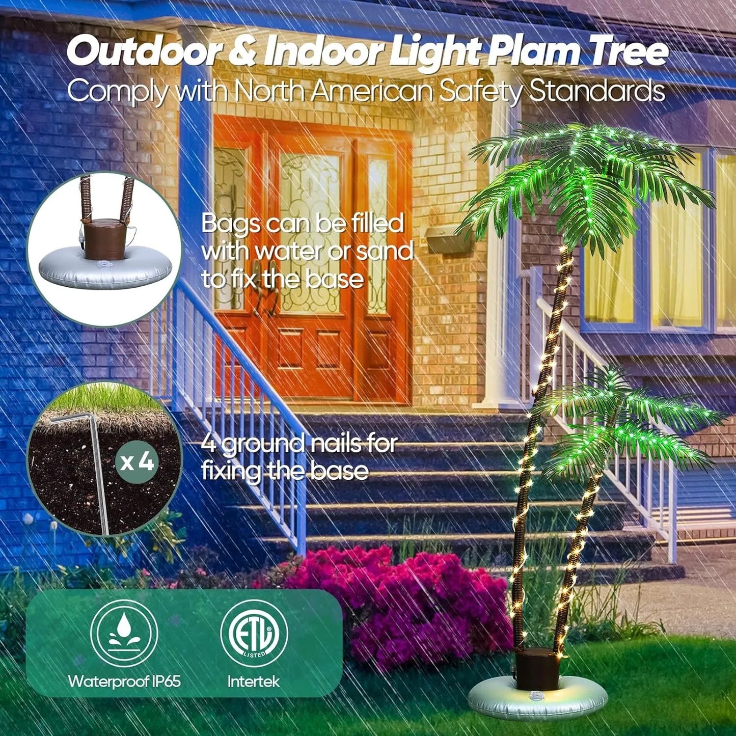 Palm Tree Lights 192 LED Outdoor Decor for Patio Yard