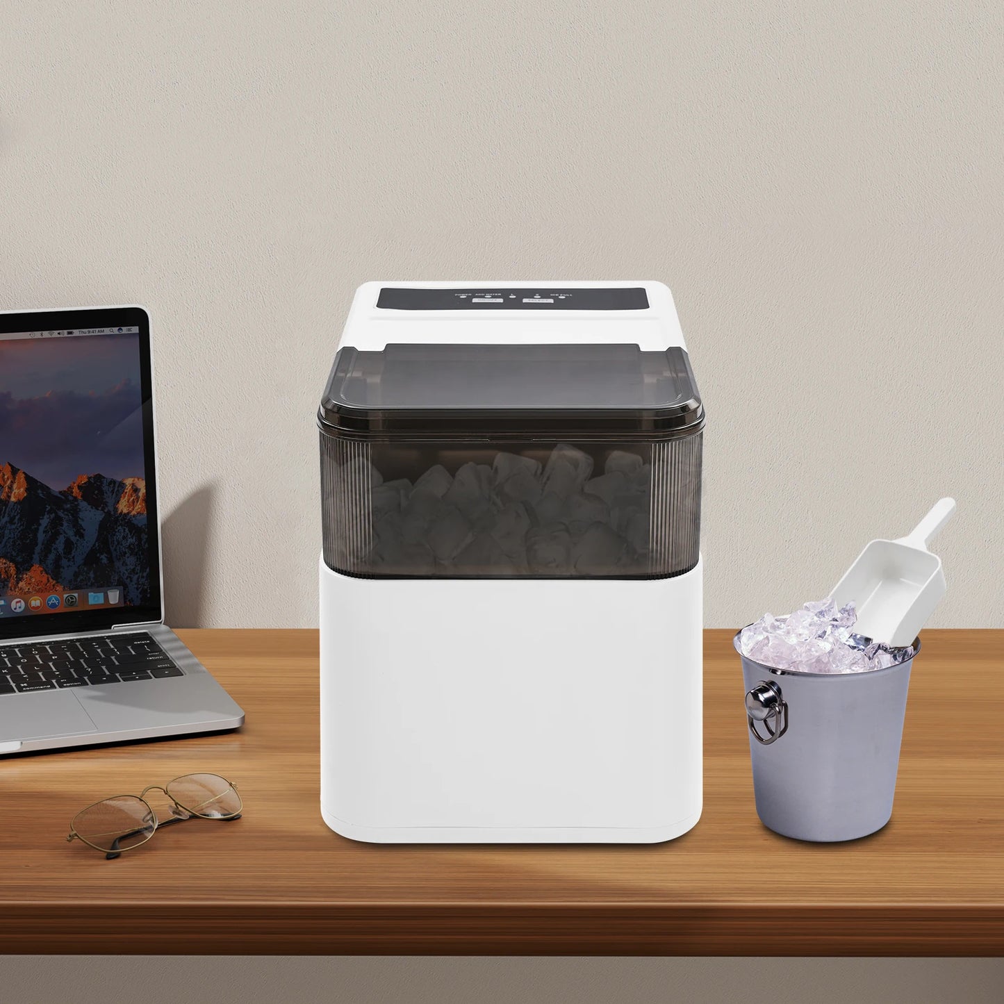 Bymaocar Countertop Ice Maker For Home Use Compact Stainless Steel