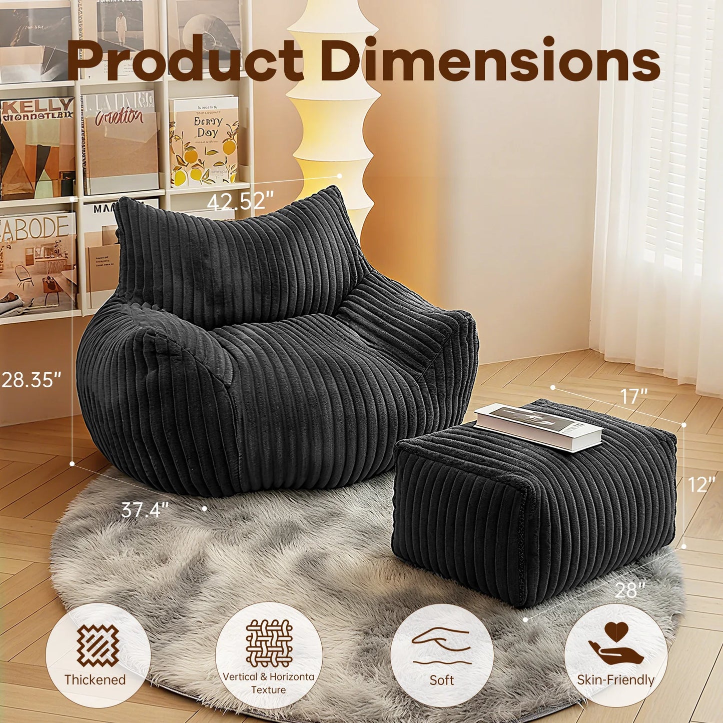 Reading Chair Bean Bag for Adults Living Room Furniture