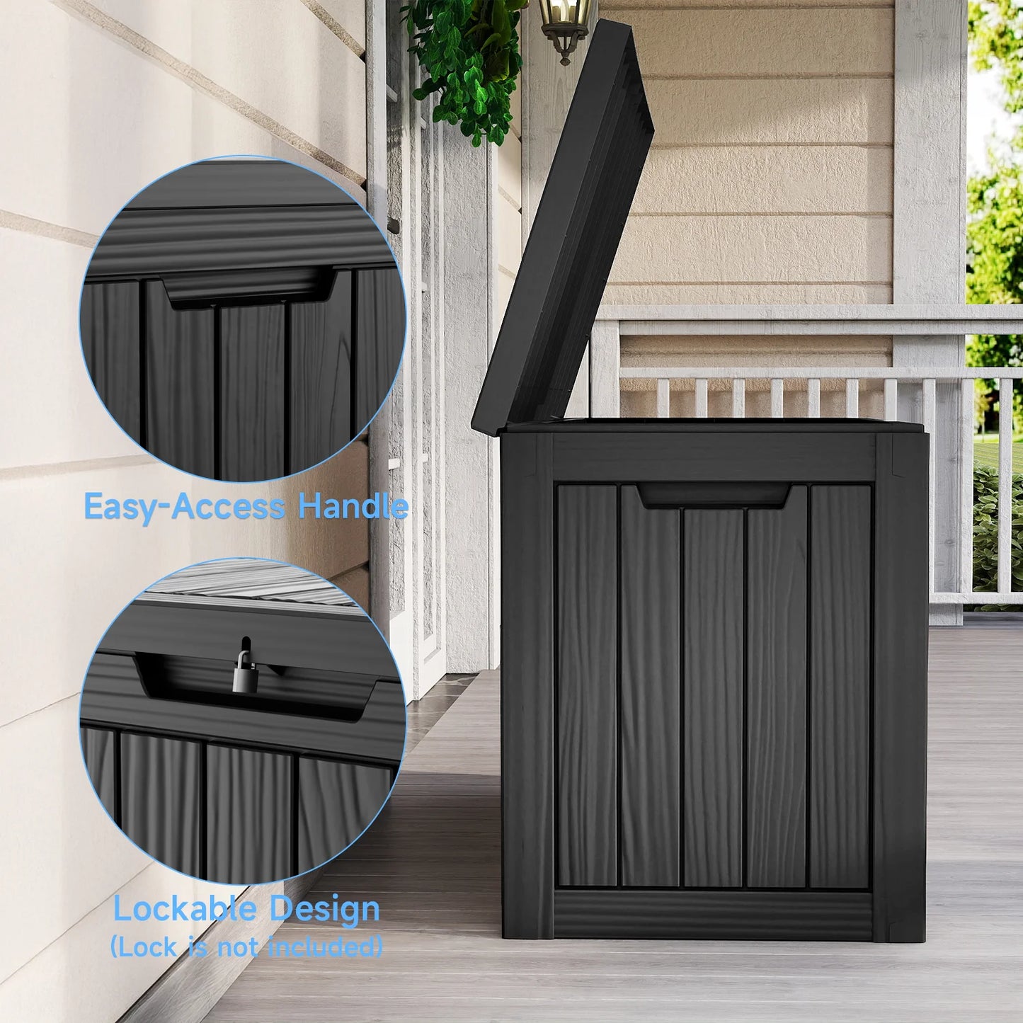 45 Gallon Waterproof Outdoor Resin Storage Box Lockable Deck Box