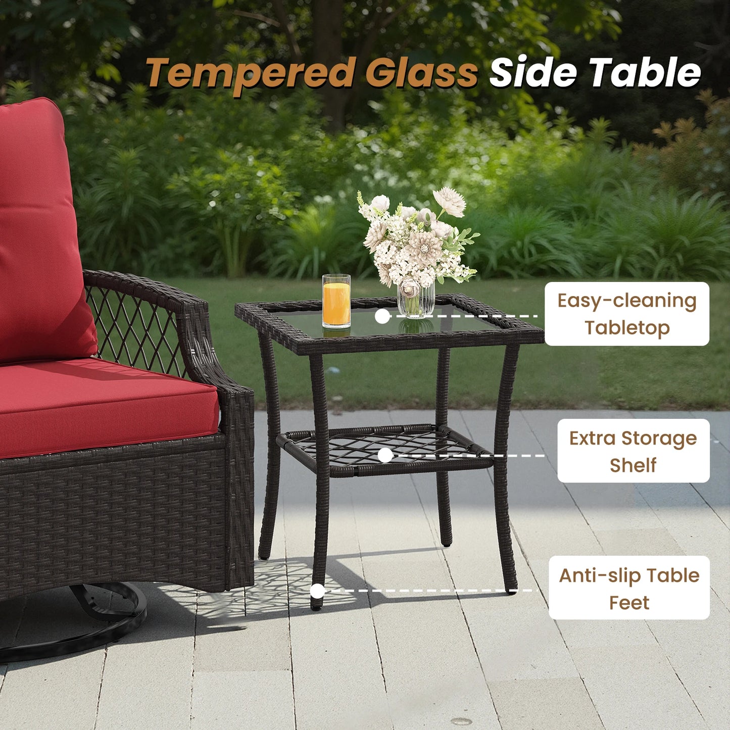 Farini 3-Piece Swivel Patio Bistro Set All-Weather Wicker