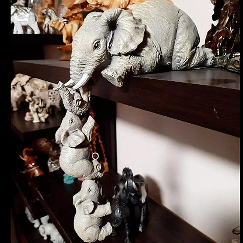 Three Piece Cute Elephant Figurines Resin Home Decor Gift Set