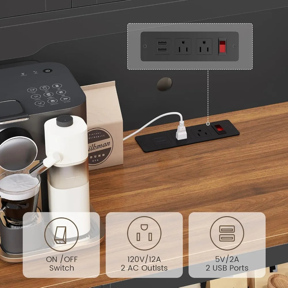 Pantry Cabinet With Charging Station And LED Light