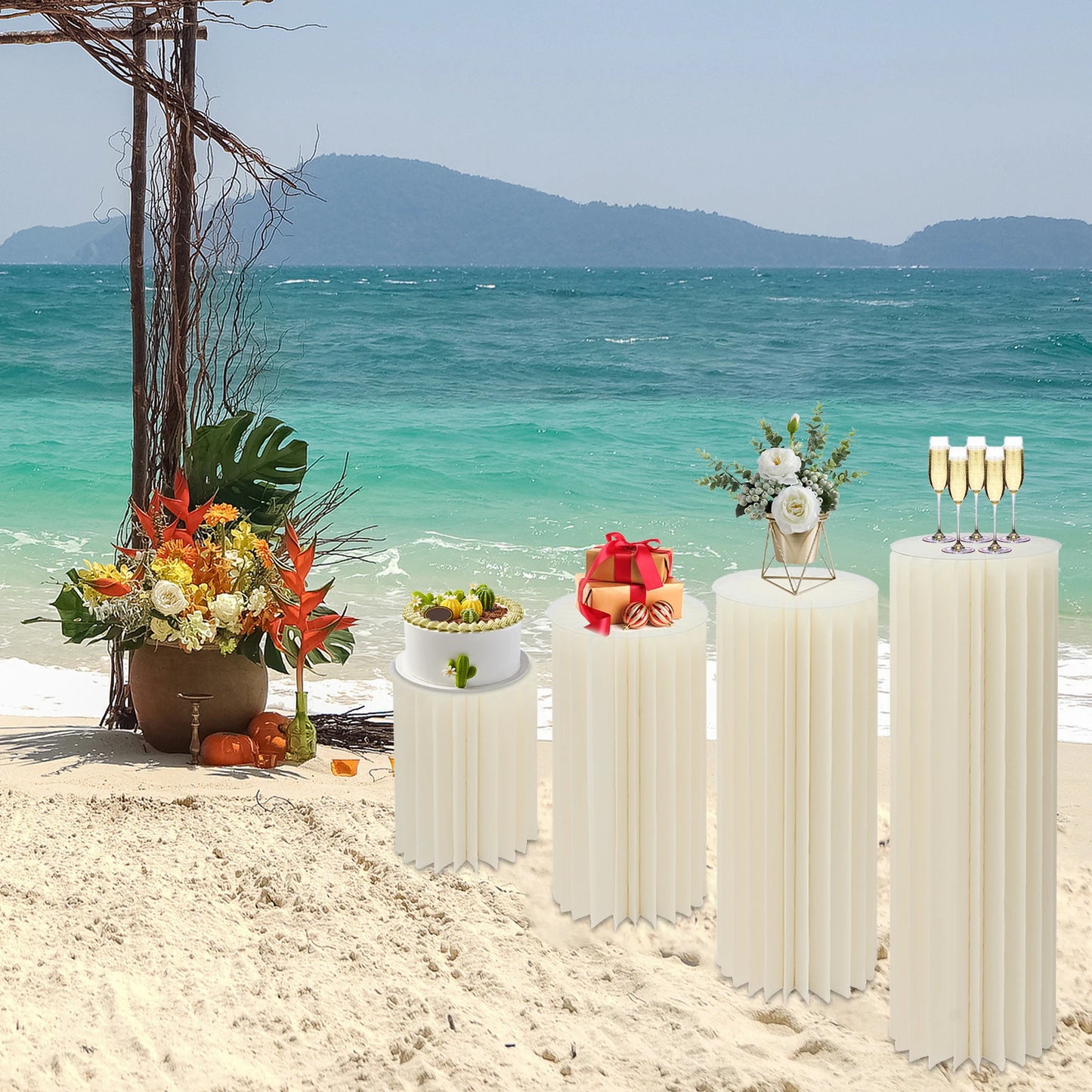Foldable Cardboard Flower Stands Set For Weddings And Events